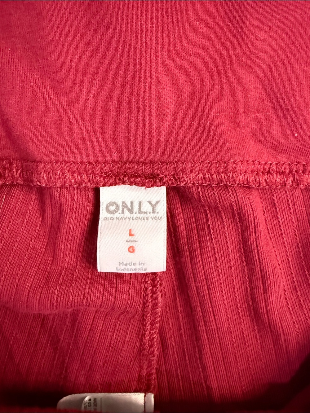 ONLY Old Navy Loves You Burgundy Ribbed Foldover Flare Pants Size Large - Picture 2 of 7